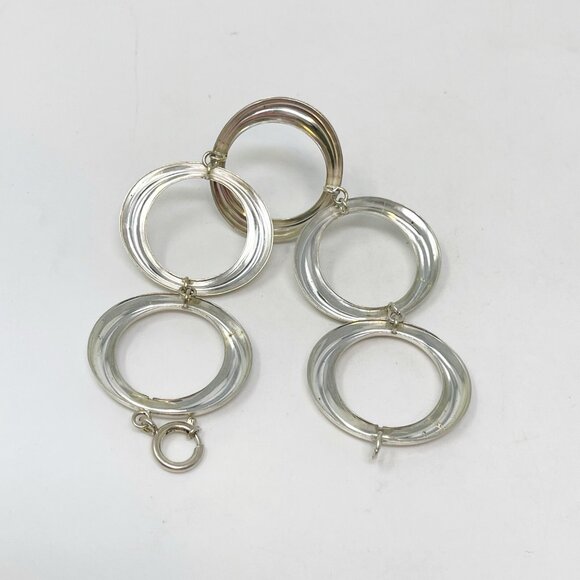 Vintage K&L 835 Silver Modernist Chunky Circle Link Bracelet German Mid Century - Picture 4 of 9